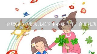 合肥0到3岁婴幼儿托管中心哪里有，合肥托班幼儿园有